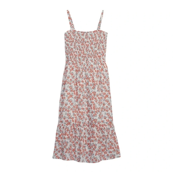 GAP Smocked Midi Dress white Red And Blue Floral Dress Size Medium - Picture 2 of 10